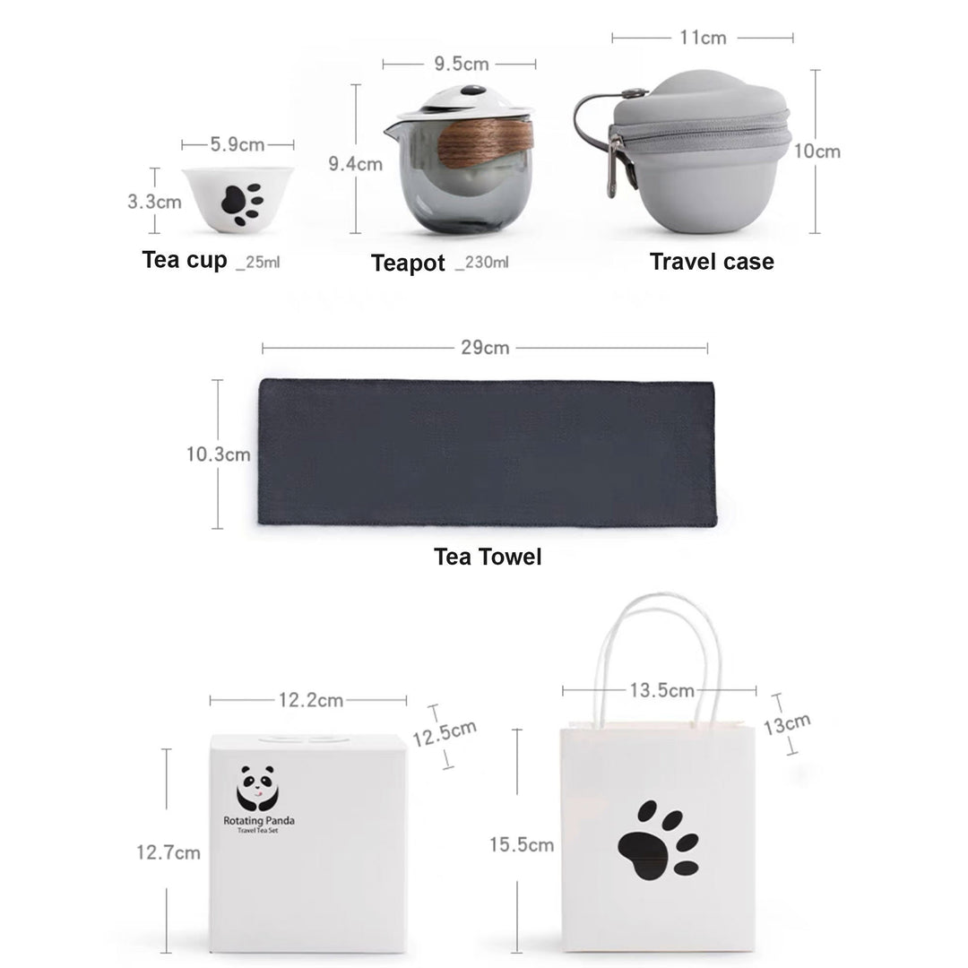 All-in-one panda shape  travel tea set   | 1 teapot, 3 cups, 1 case |  Best friend gift - Teaware Space