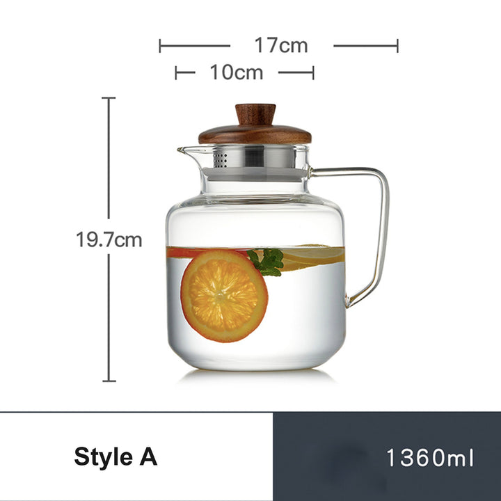 Unique 46oz glass pitcher with lid | Iced Tea kettle - Teaware Space