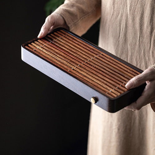 Canon - Boho walnut wooden tea tray with drainer