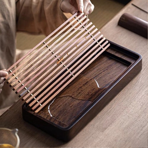 Canon - Boho walnut wooden tea tray with drainer