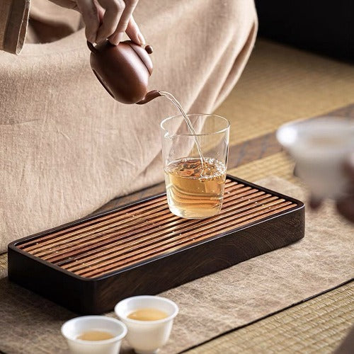 Canon - Boho walnut wooden tea tray with drainer