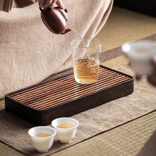 Canon - Boho walnut wooden tea tray with drainer