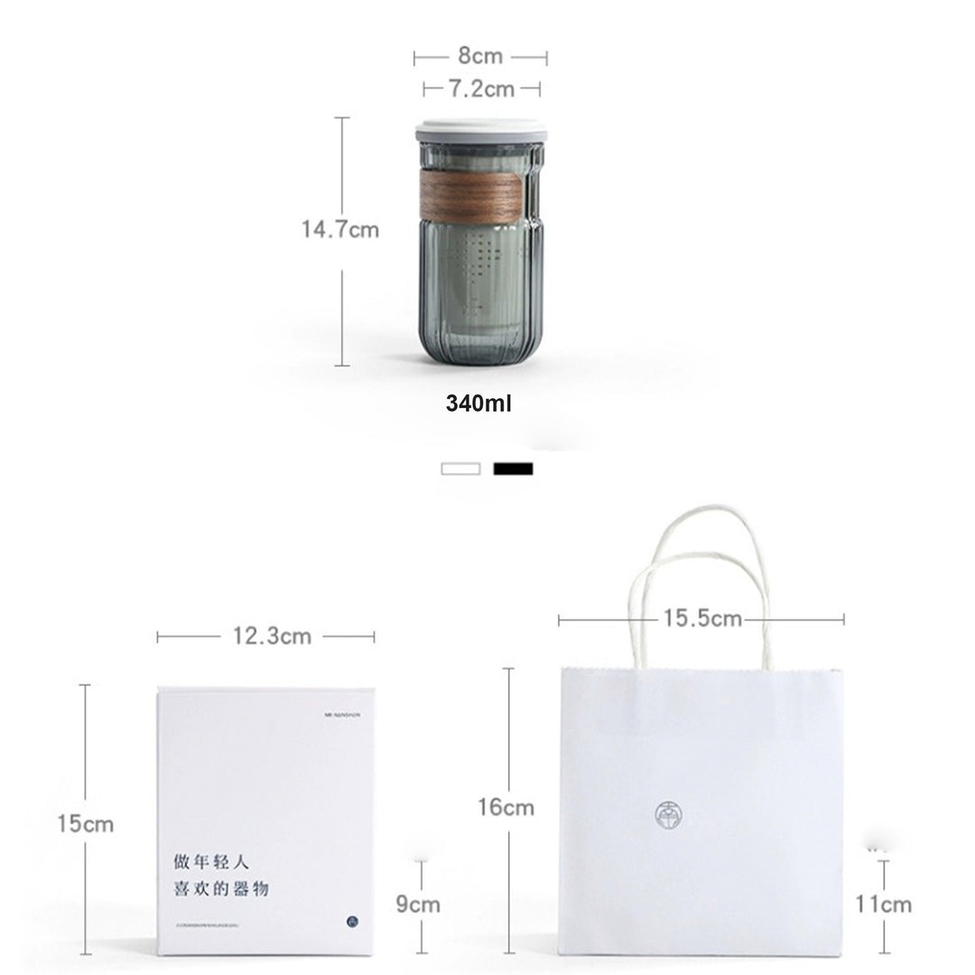 Personalized 11.5oz Glass mug with infuser and lid | Travel mug for one - Teaware Space