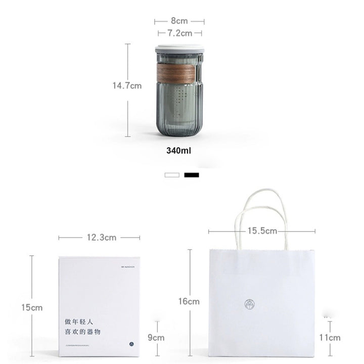 Personalized 11.5oz Glass mug with infuser and lid | Travel mug for one - Teaware Space