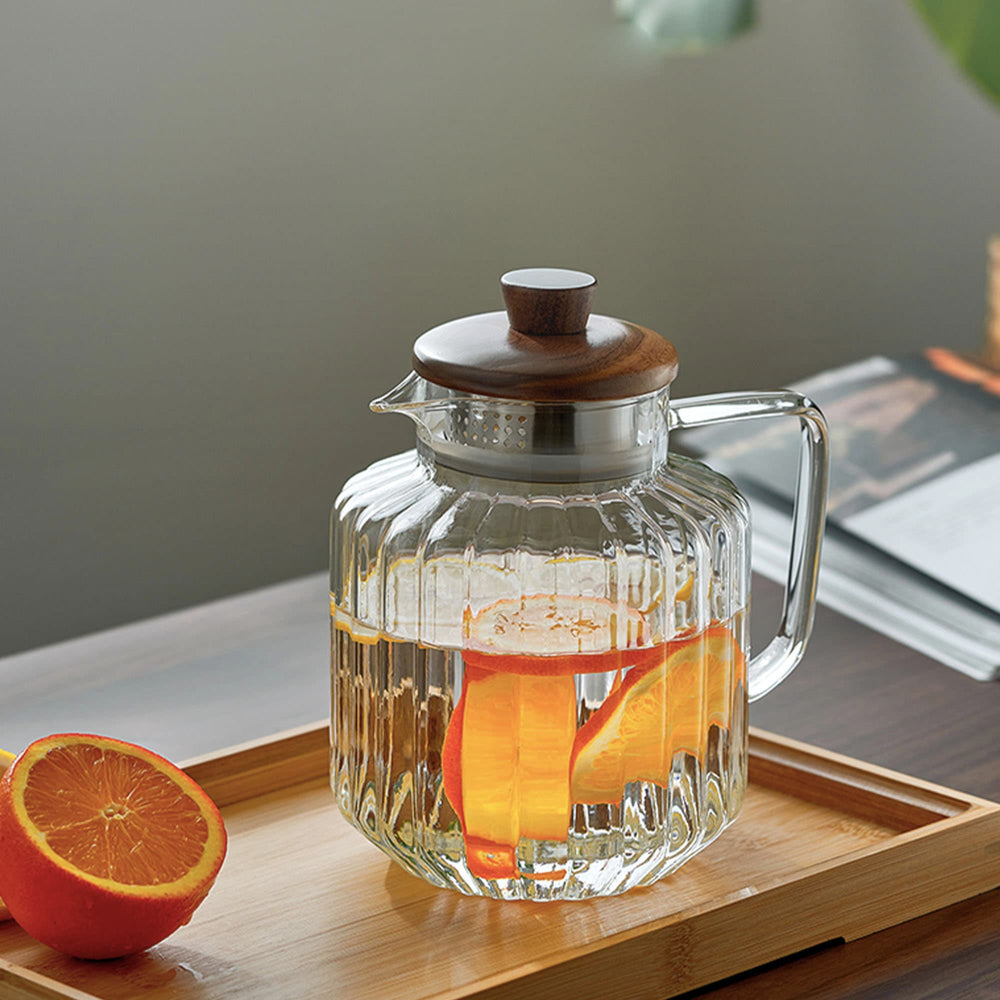 Unique 46oz glass pitcher with lid | Iced Tea kettle - Teaware Space