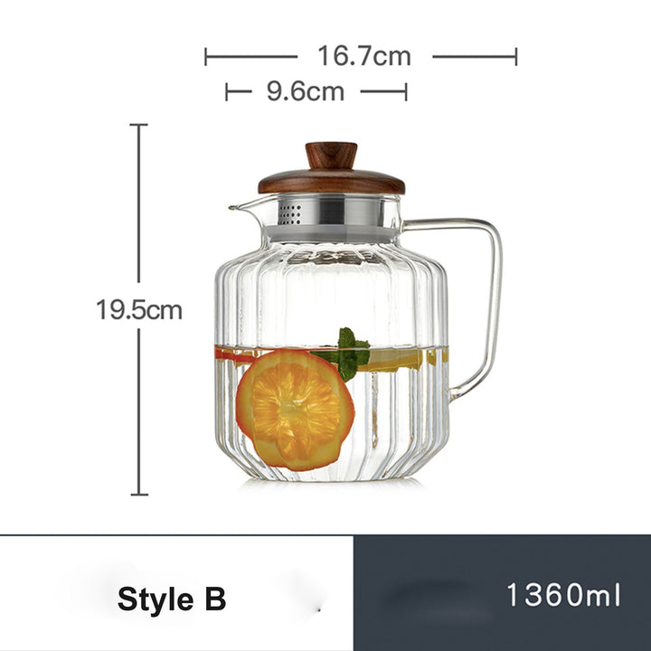 Unique 46oz glass pitcher with lid | Iced Tea kettle - Teaware Space