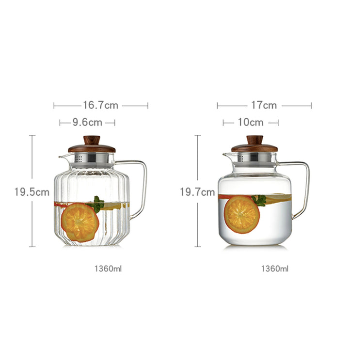 Unique 46oz glass pitcher with lid | Iced Tea kettle - Teaware Space
