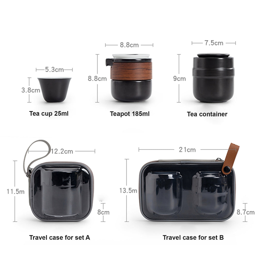 Multi-colors 5 pcs Travel tea set with case - Teaware Space