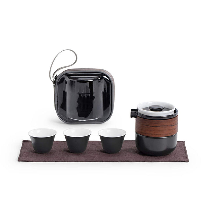 Multi-colors 5 pcs Travel tea set with case - Teaware Space