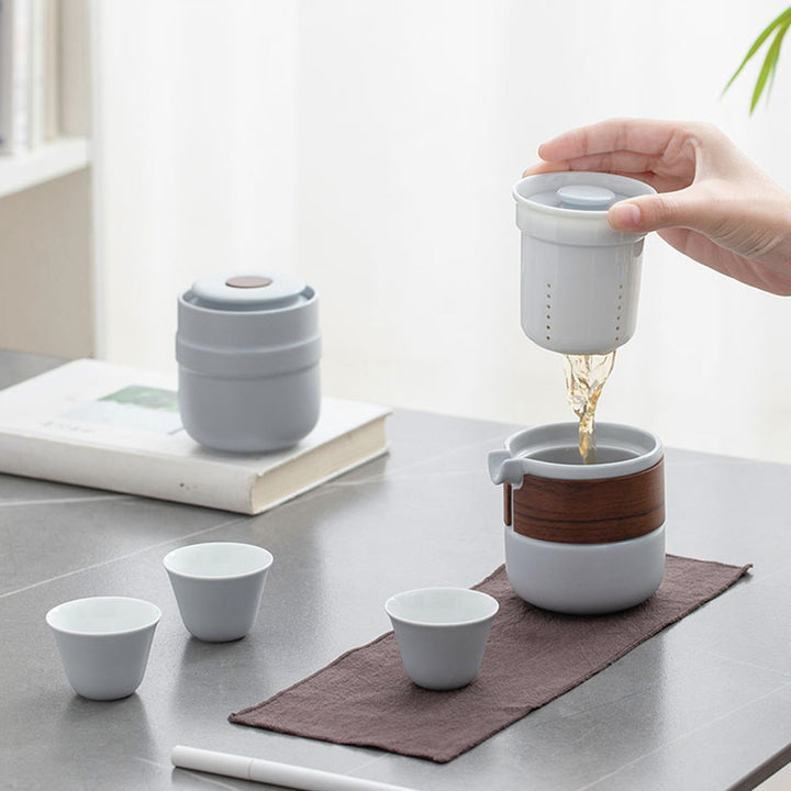 Multi-colors 5 pcs Travel tea set with case - Teaware Space