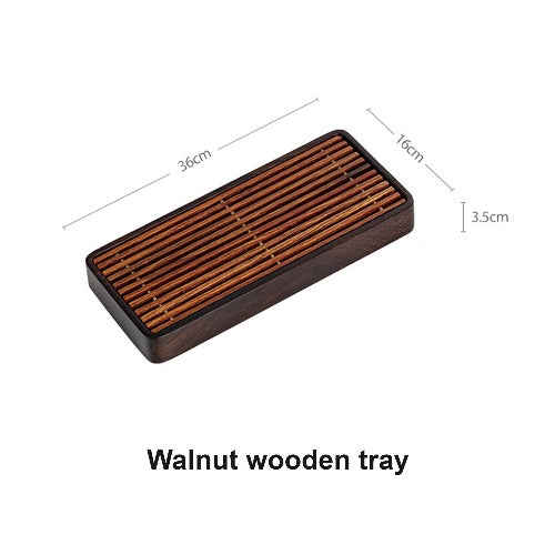 Canon - Boho walnut wooden tea tray with drainer