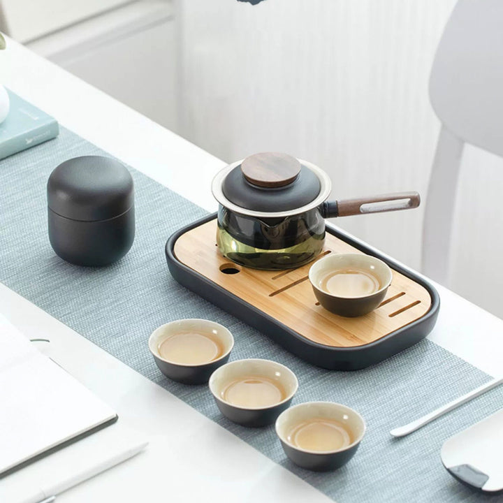 Ensemble théière et tasses Kungfu 7 pièces avec plateau