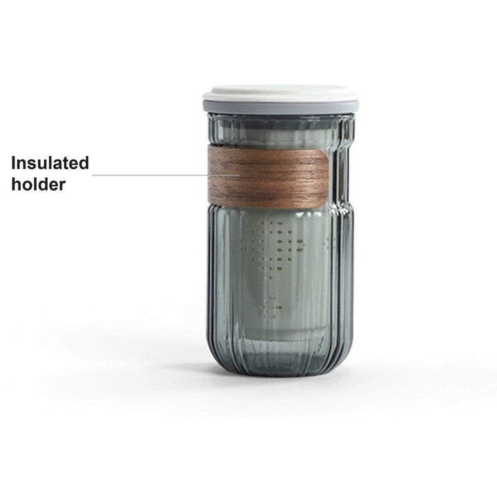 Personalized 11.5oz Glass mug with infuser and lid | Travel mug for one - Teaware Space
