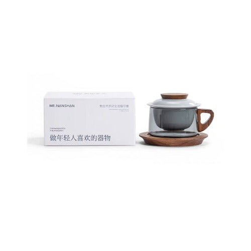 Glass tea mug with infuser | glass espresso cup with saucer set | personalized gift