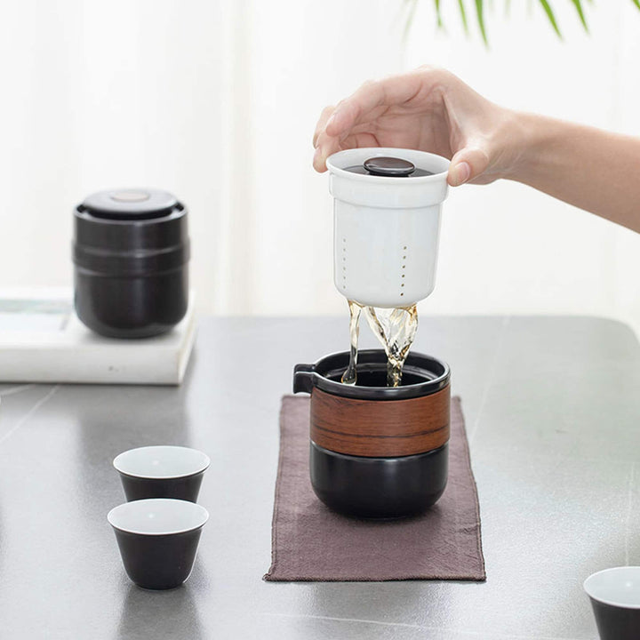 Multi-colors 5 pcs Travel tea set with case - Teaware Space