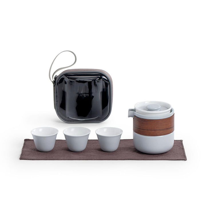 Multi-colors 5 pcs Travel tea set with case - Teaware Space