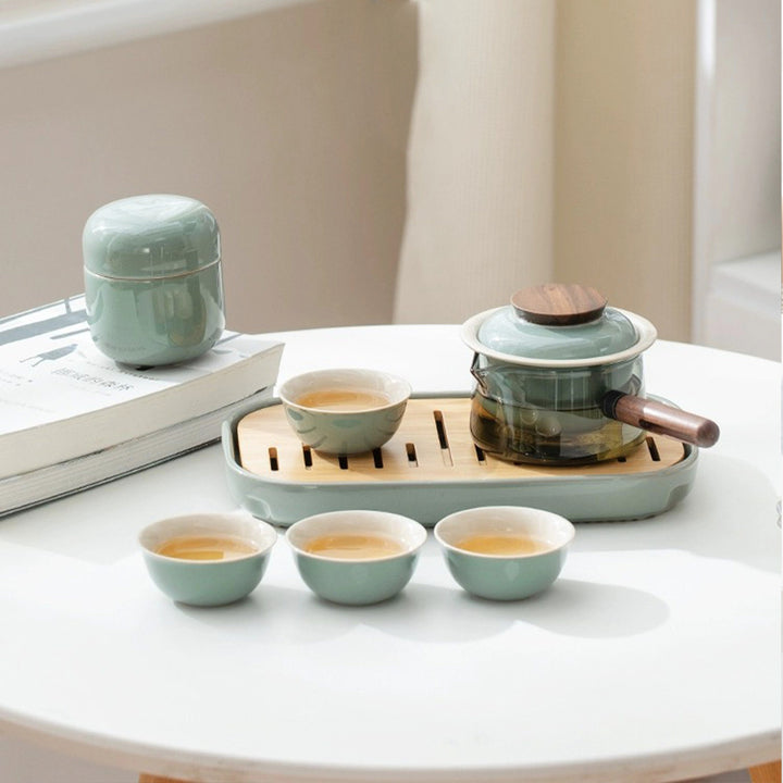 Ensemble théière et tasses Kungfu 7 pièces avec plateau