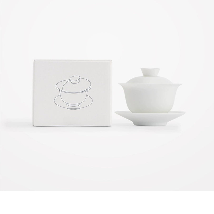Custom Suet jade white 120ml Gaiwan tea set - Teaware Space