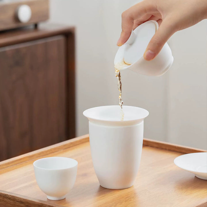 Custom Suet jade white 120ml Gaiwan tea set - Teaware Space