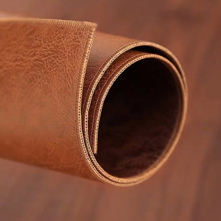 Taille personnalisée Véritable+PU cuir thé/café chemin de table boho | Nappe imperméable double face | Décoration intérieure | Cadeau de pendaison de crémaillère