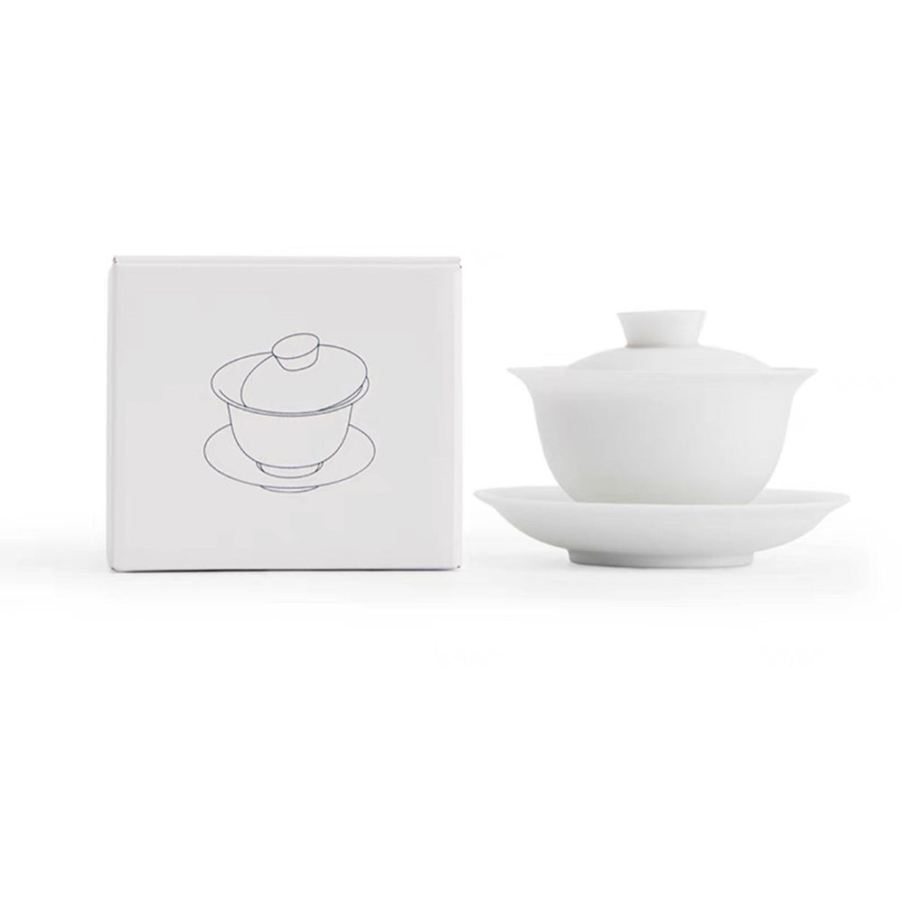 Custom Suet jade white 120ml Gaiwan tea set - Teaware Space