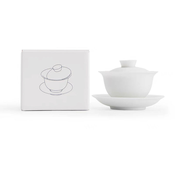 Custom Suet jade white 120ml Gaiwan tea set - Teaware Space