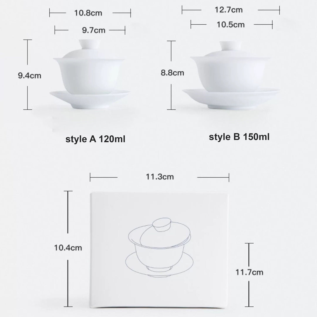 Custom Suet jade white 120ml Gaiwan tea set - Teaware Space