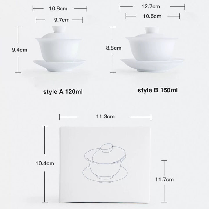 Custom Suet jade white 120ml Gaiwan tea set - Teaware Space