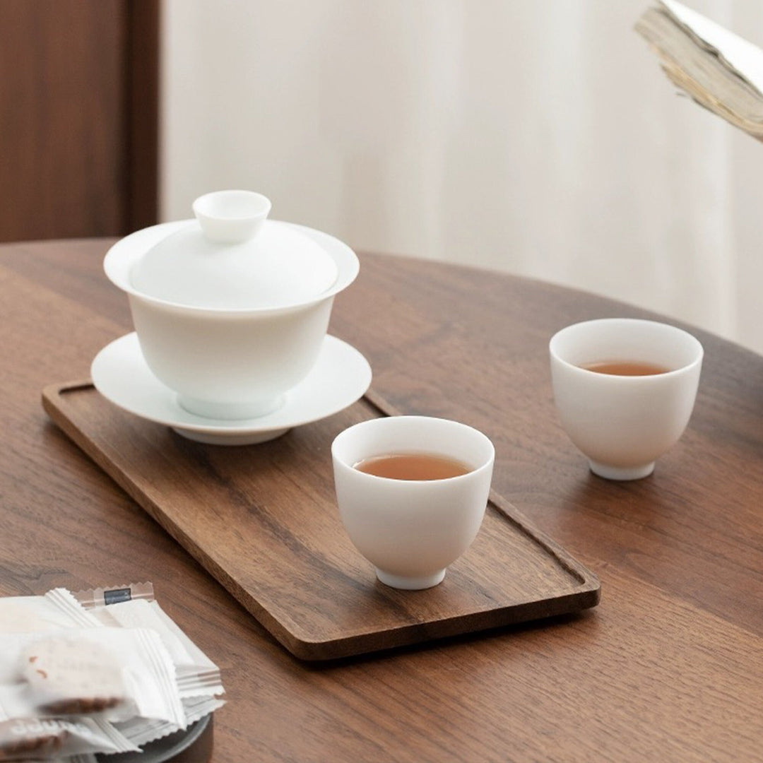 Custom Suet jade white 120ml Gaiwan tea set - Teaware Space