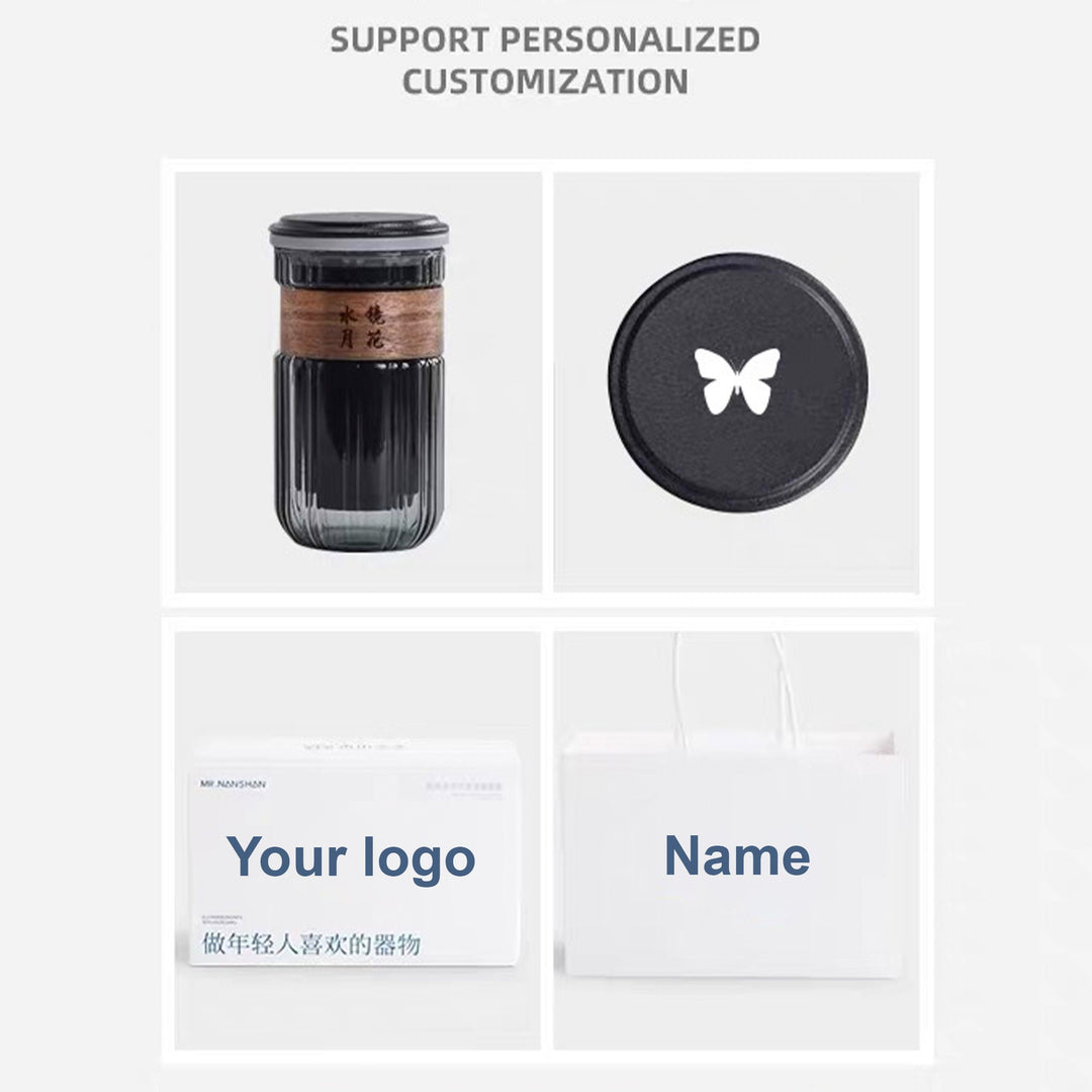 Personalized 11.5oz Glass mug with infuser and lid | Travel mug for one - Teaware Space