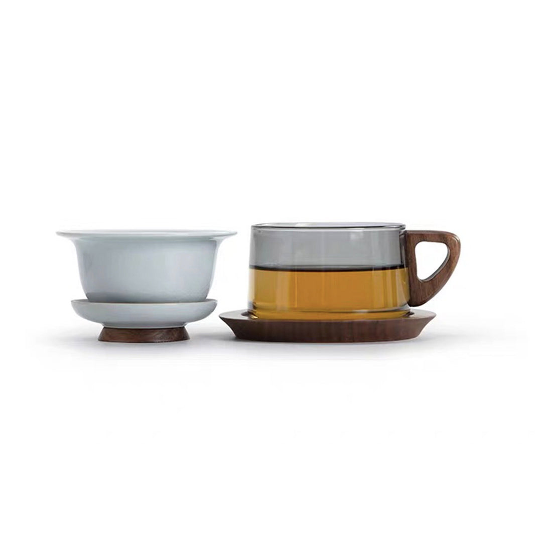 Unique 6.8oz Glass tea/latte mug set - Teaware Space