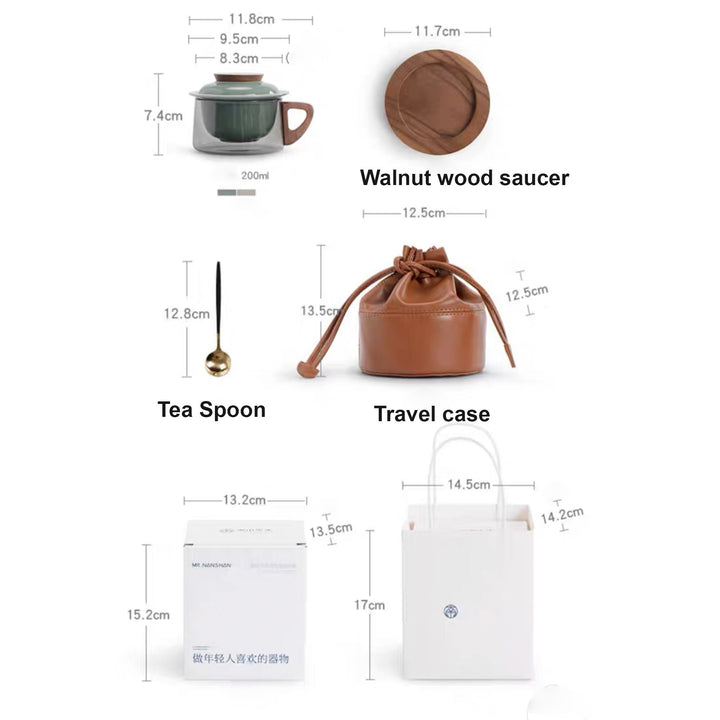 Personalized Travel tea glass mug set - Teaware Space