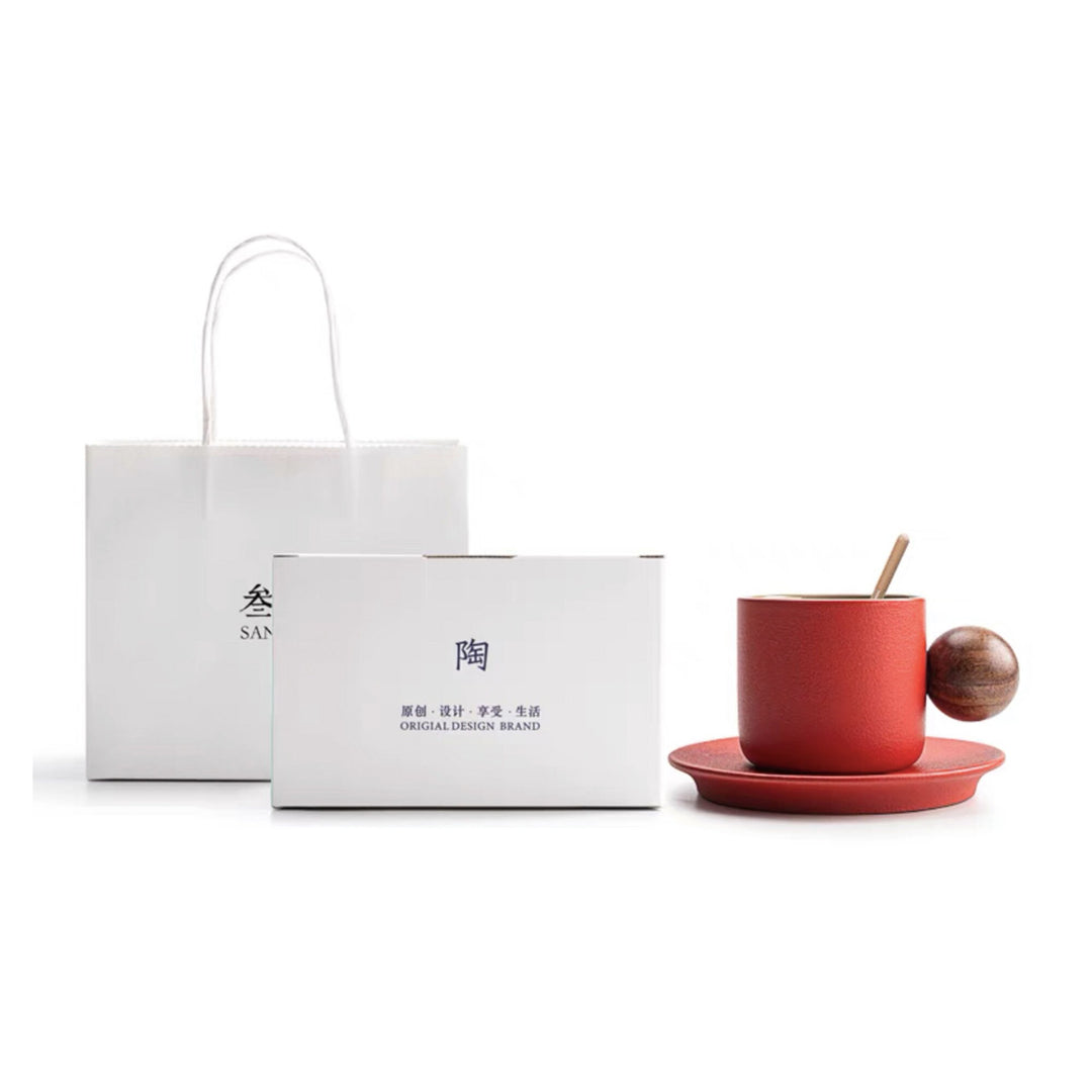 Christmas Cozy coffee/tea Mug set | 6oz espresso cup with saucer | New Year Gift