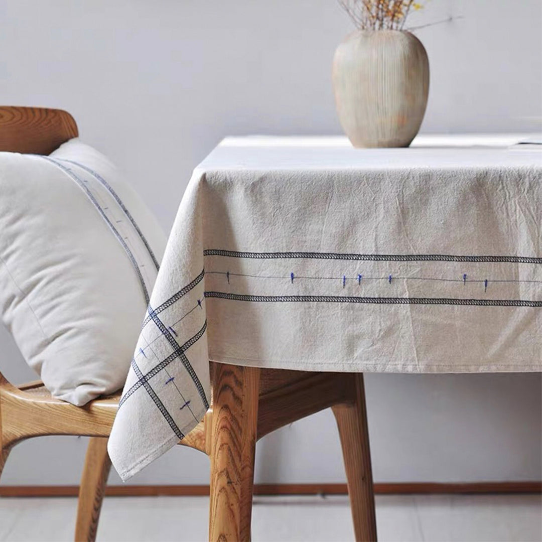 beige linen cotton tablecloth