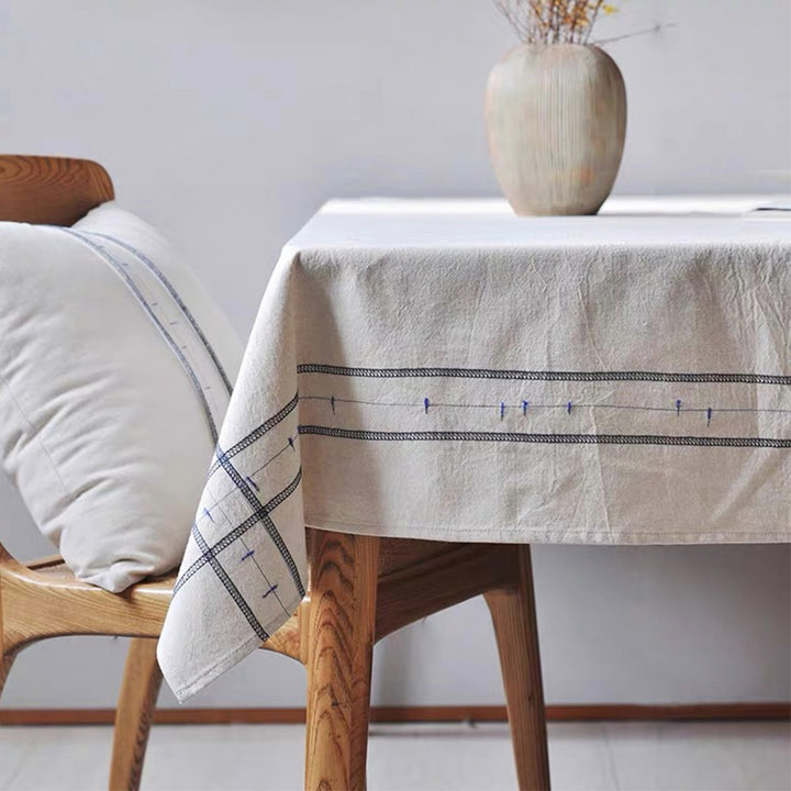 beige linen cotton tablecloth
