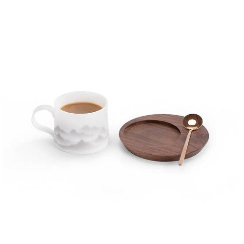 Personalized ice jade porcelain coffee cup with saucer | Mr and Mrs mug set | Gift for couple - Teaware Space