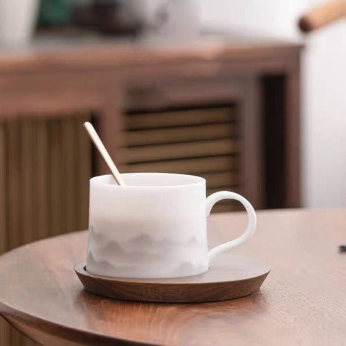 Personalized ice jade porcelain coffee cup with saucer | Mr and Mrs mug set | Gift for couple - Teaware Space
