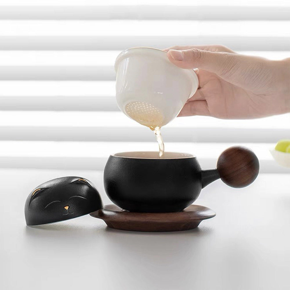 Unique cat tea/coffee mug set with case - Teaware Space