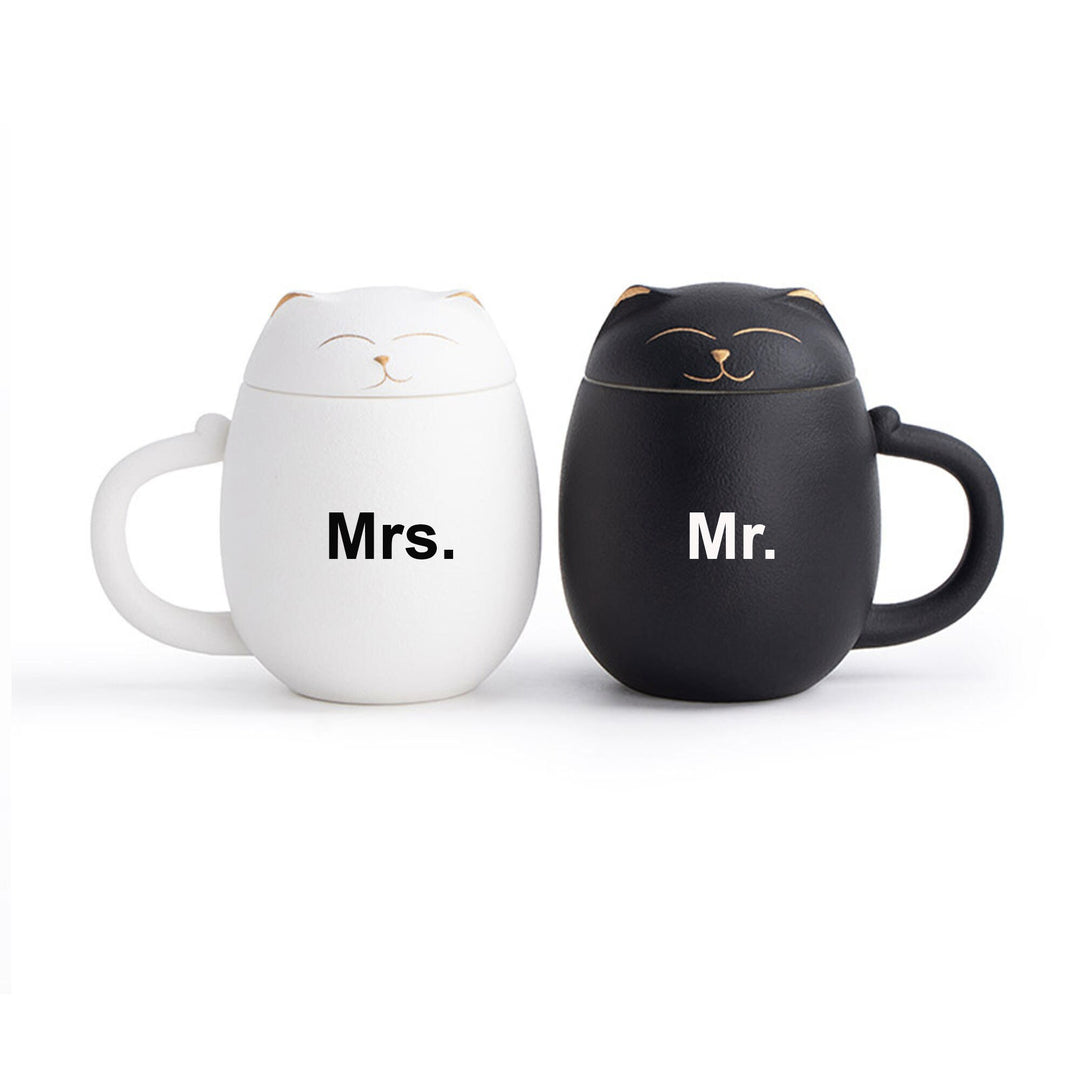 Multi-option Personalized Cute Cat Tea Cup with Filter for Steeping Loose Leaf | mug with lid | Gift for cat lovers - Teaware Space