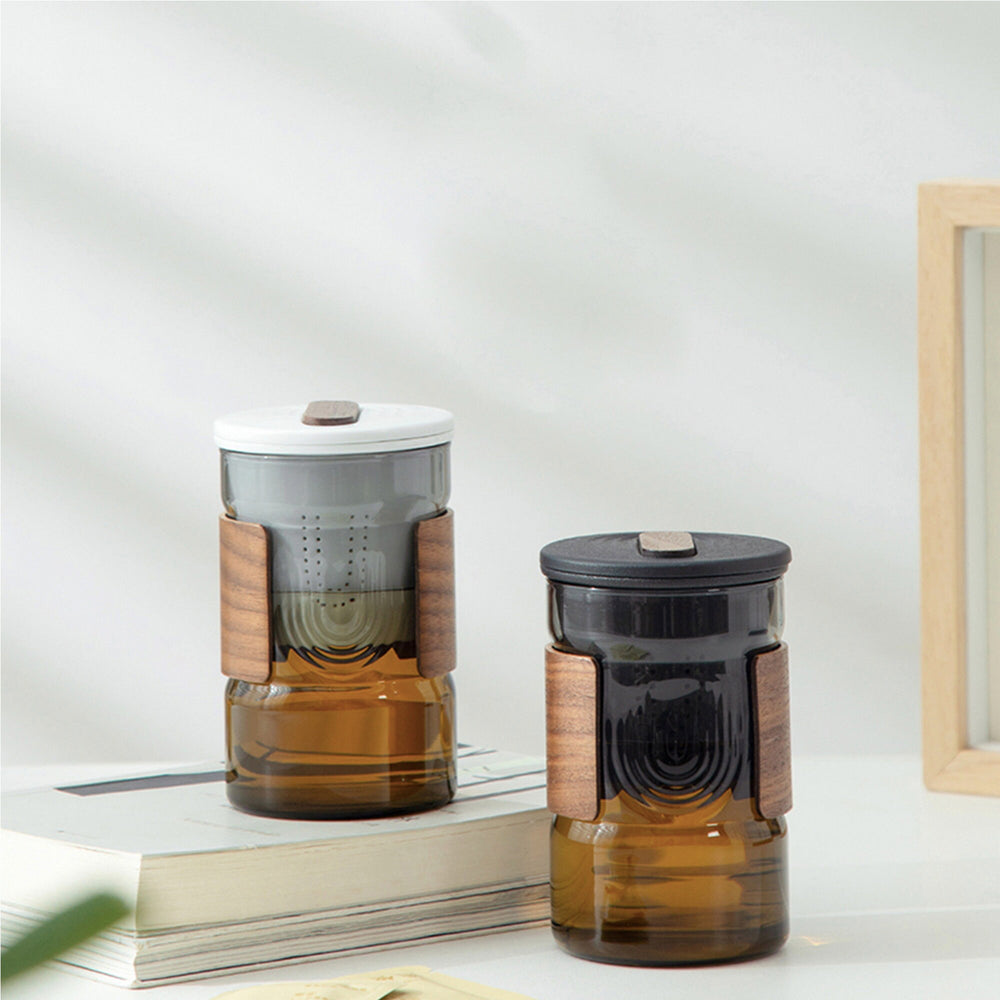 Custom name/logo Glass tea mug with infuser | Travel mug | Mr. Mrs mug set - Teaware Space