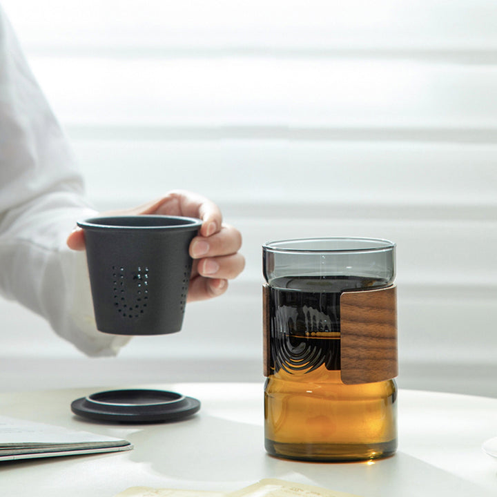 Custom name/logo Glass tea mug with infuser | Travel mug | Mr. Mrs mug set - Teaware Space