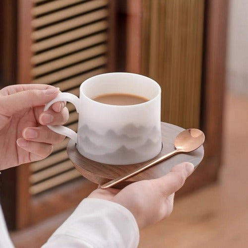 Personalized ice jade porcelain coffee cup with saucer | Mr and Mrs mug set | Gift for couple - Teaware Space