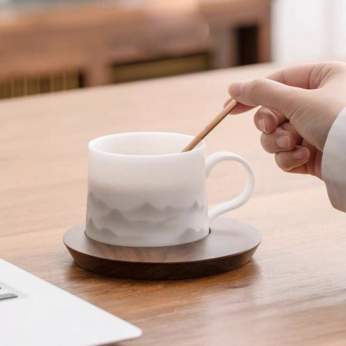 Personalized ice jade porcelain coffee cup with saucer | Mr and Mrs mug set | Gift for couple - Teaware Space