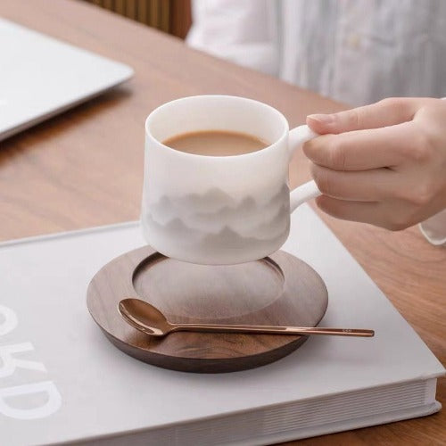 Personalized ice jade porcelain coffee cup with saucer | Mr and Mrs mug set | Gift for couple - Teaware Space