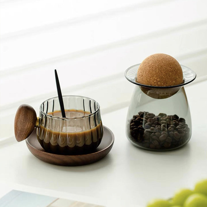 Tasse en verre à expresso confortable avec ensemble de sous-verres