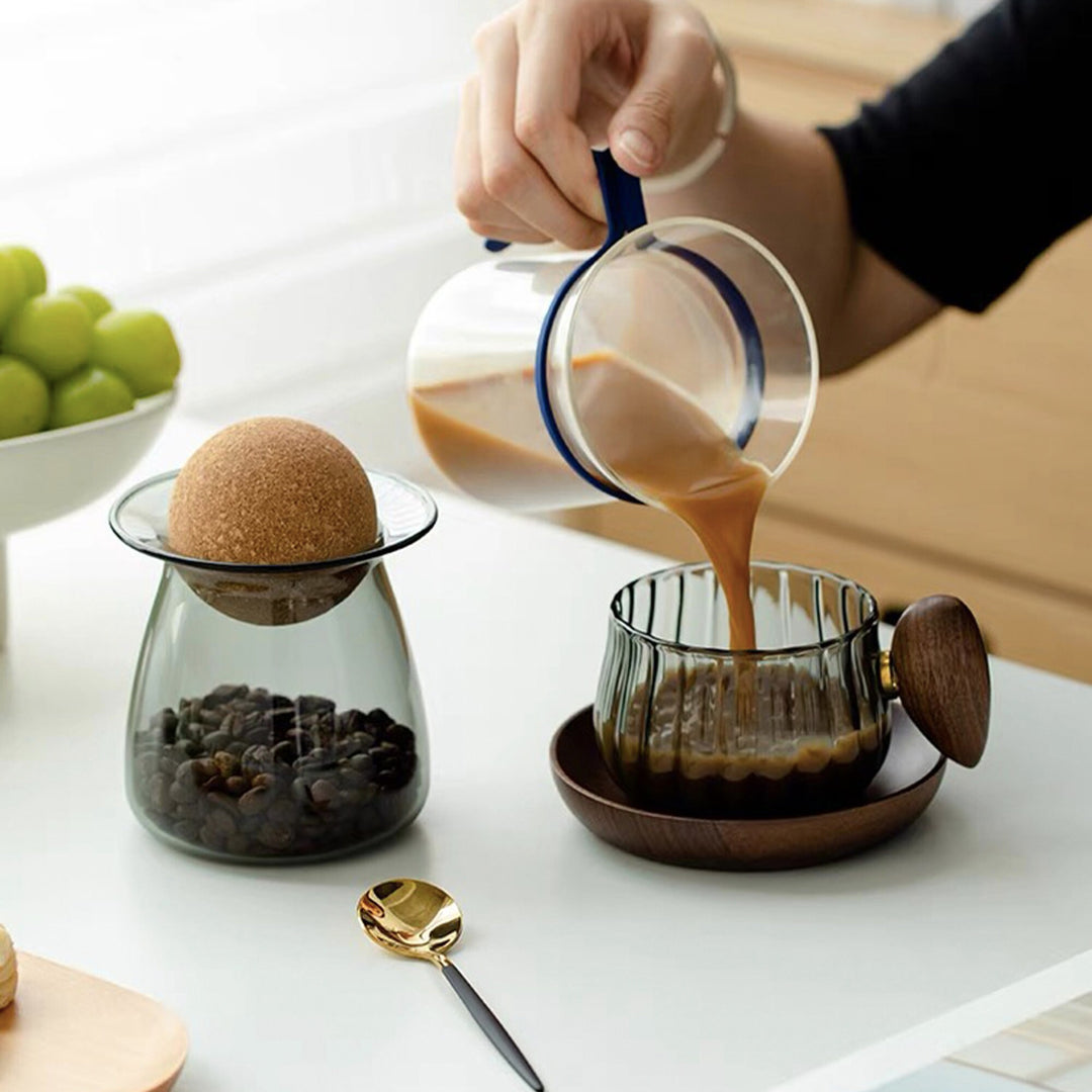 Tasse en verre à expresso confortable avec ensemble de sous-verres