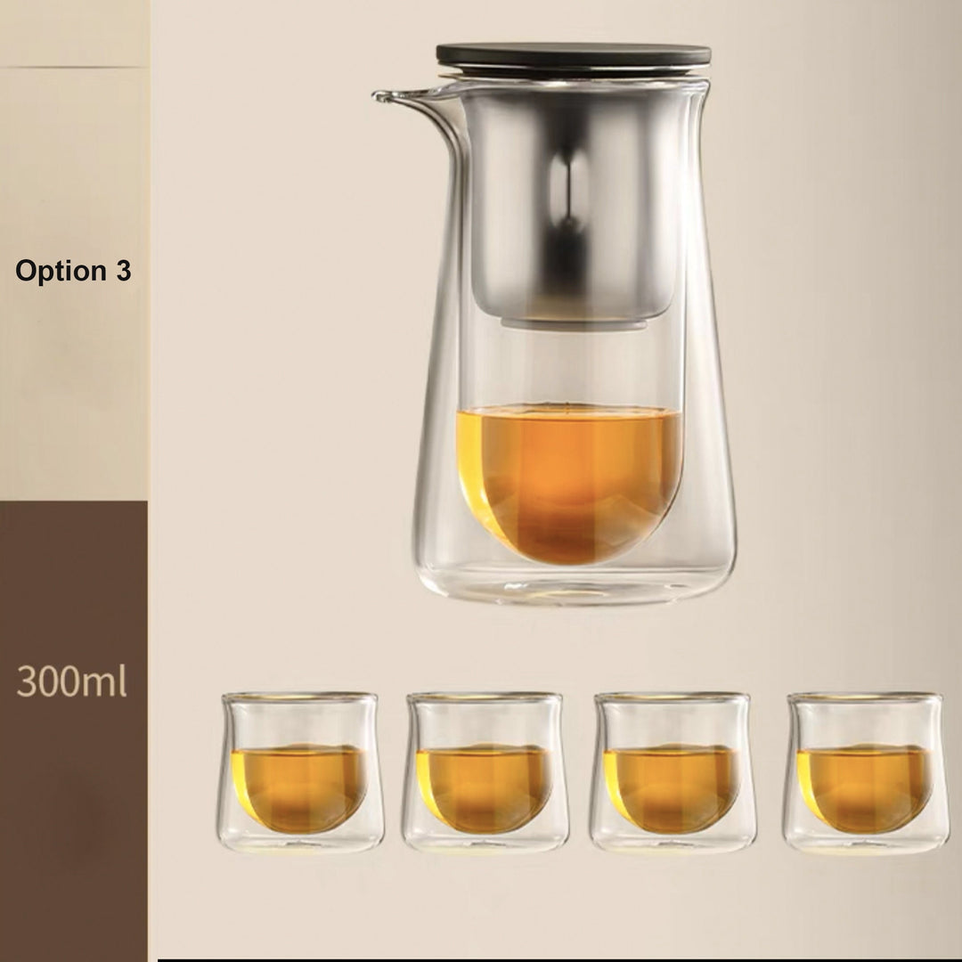 lazy glass teapot set with 4 cups