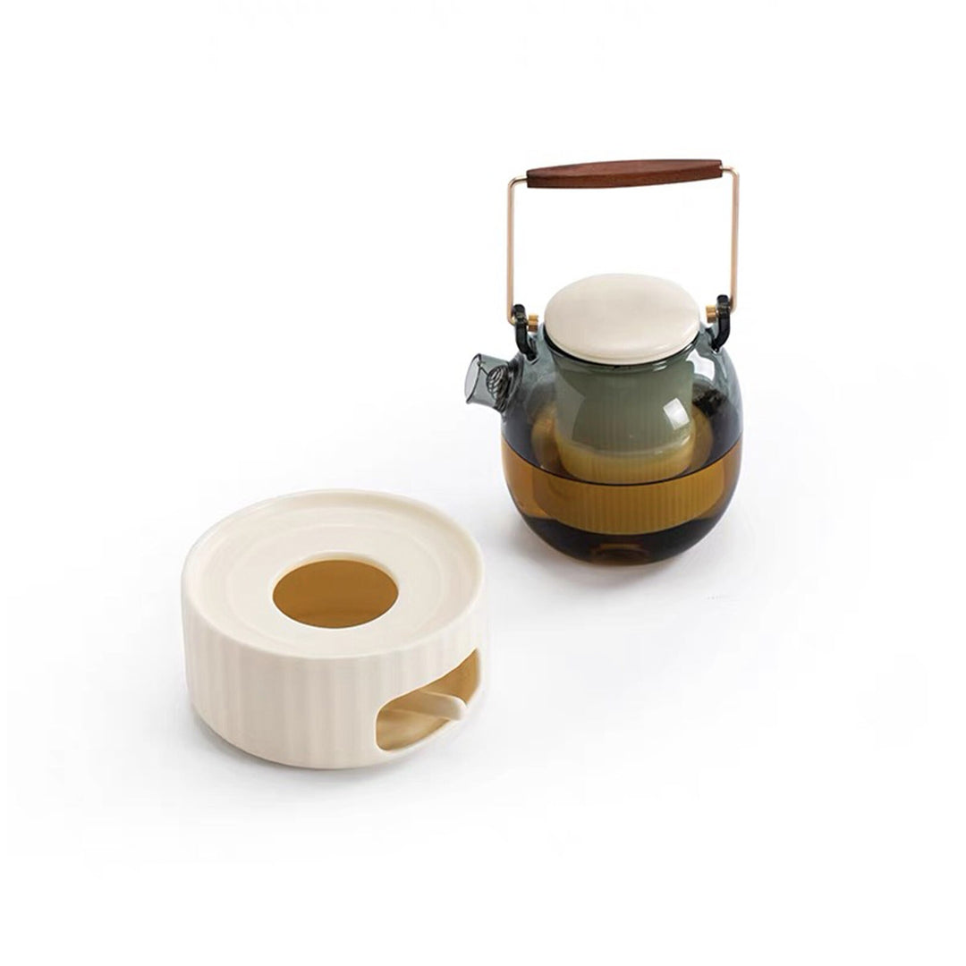 Cozy Glass tea kettle with ceramic candle stove - Teaware Space