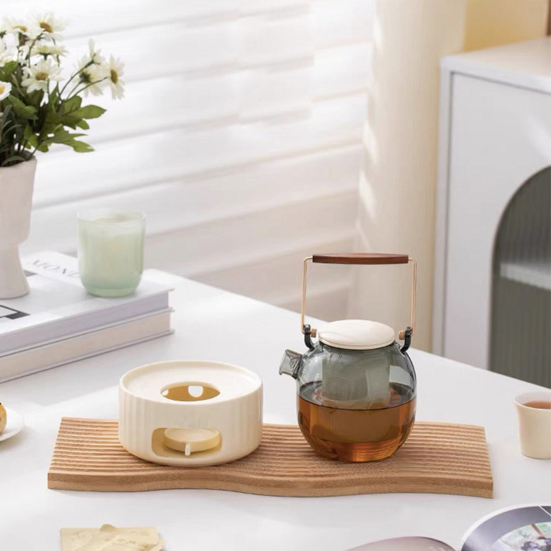 Cozy Glass tea kettle with ceramic candle stove - Teaware Space