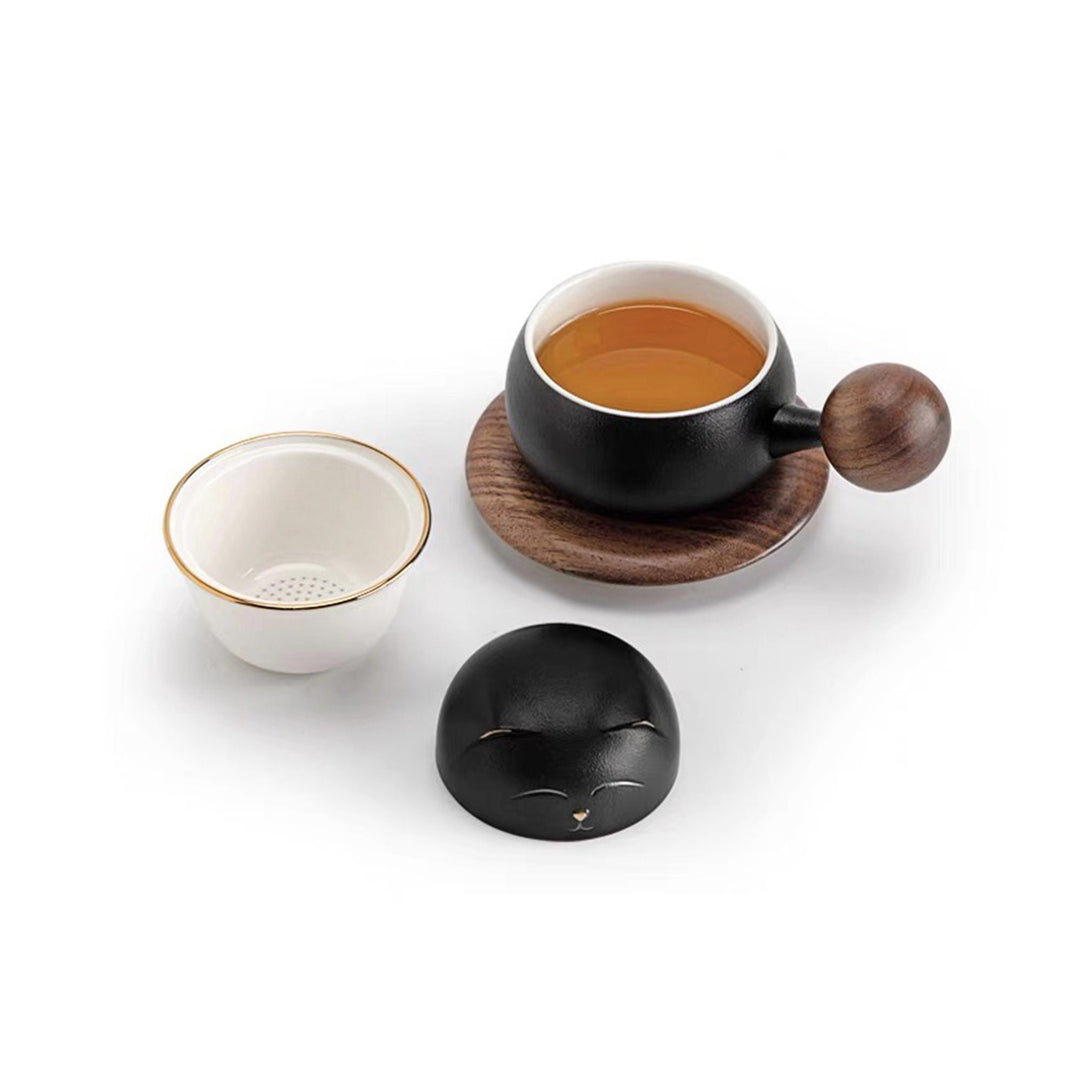 Unique cat tea/coffee mug set with case - Teaware Space